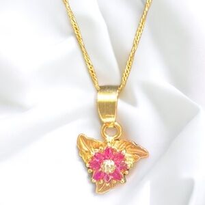 Vintage 14KT ruby and diamond pendant